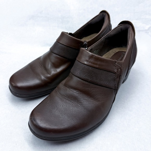 Earth Origins by Earth Shoes - Earth Origins Reese Brown Leather Loafer Pumps Shoes Brown 9M Comfort Heel
